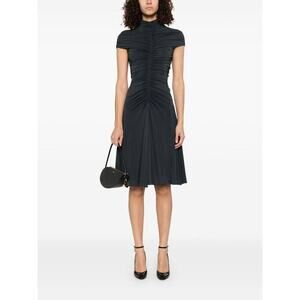 Alaia Gathered Supple Jersey Midi Dress in Ardoise FR 38 US 6
